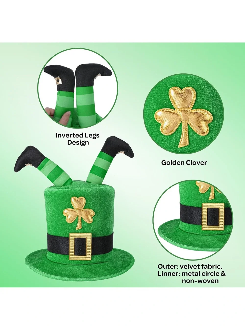 St. Patrick's Green Leprechaun Top Hat Tree Topper